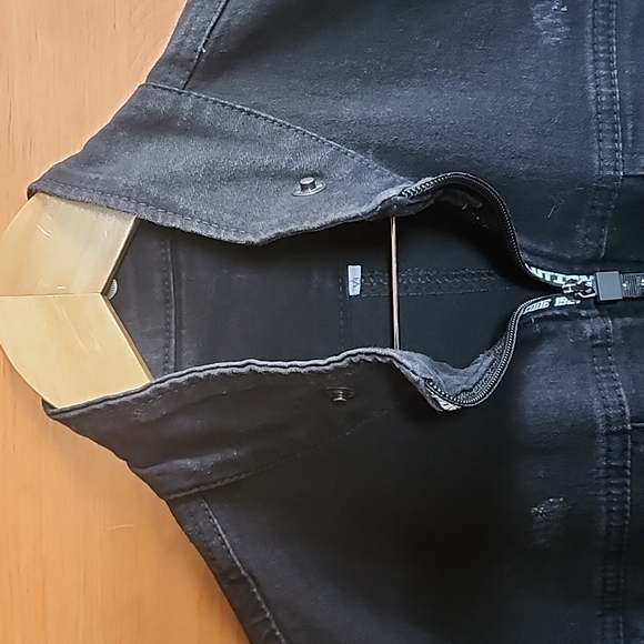 EUC Revolution: Denim full-zip Bomber Jacket, Black w/ White-graphic, Men's XL - Picture 4 of 7